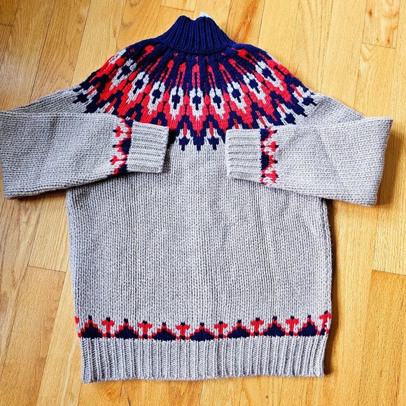 BROOOK BROTHERS Hand Knit Merino Wool Thick Fair Isle Full Zip Sweater XL $348 - Picture 5 of 10